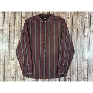 Todd Snyder X Albiate flannel striped band collarShirt sz M color burgundy NWOT